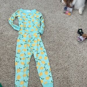 Hanna Andersson Lemon Print Pajama Set - Green and Yellow